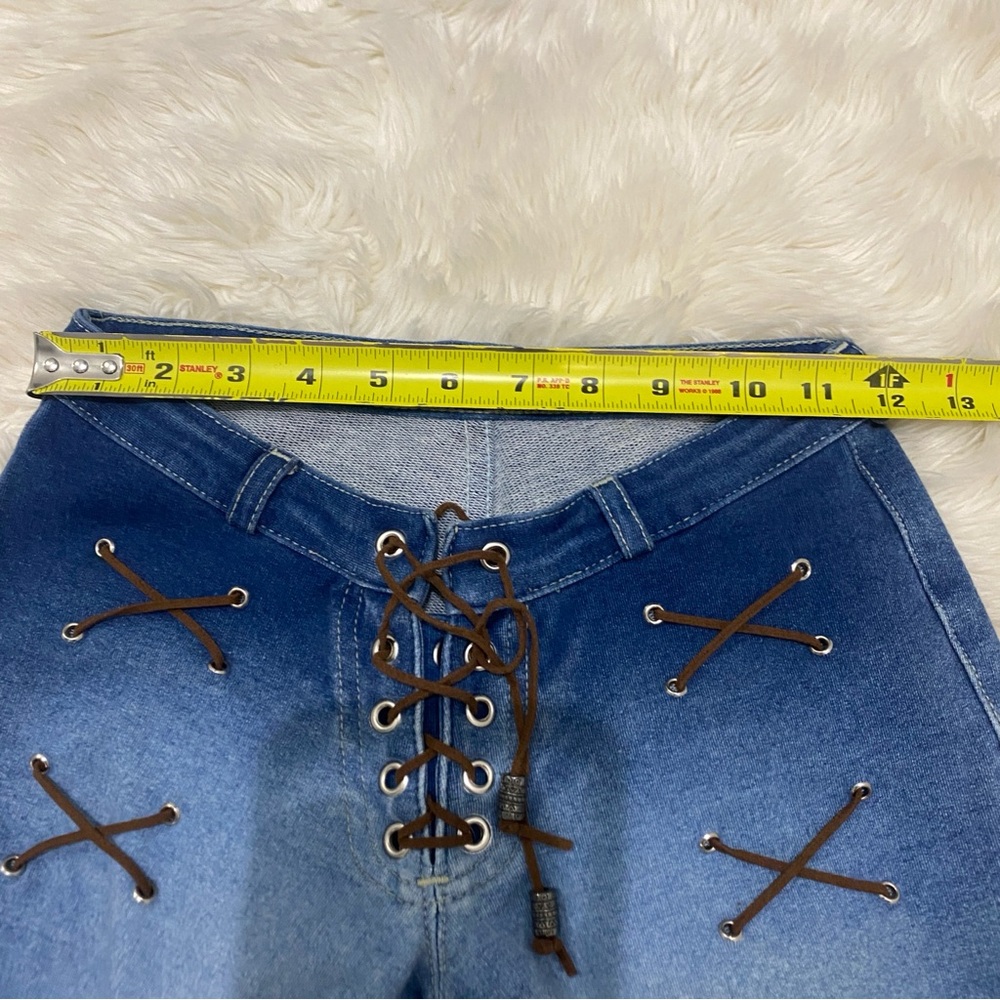 Y2K 2000s Brazilian Lace Up Stretch Flare Jeans | Sz 38 - Picture 8 of 8
